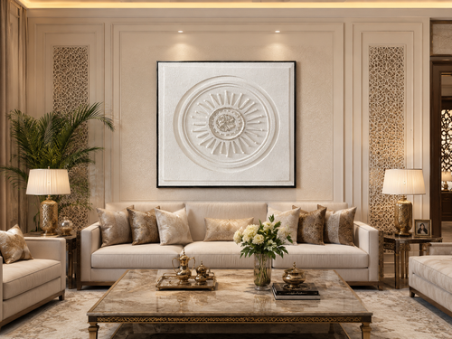 لوحة جدارية بإطار أسود مقاس 100 × 100 سم