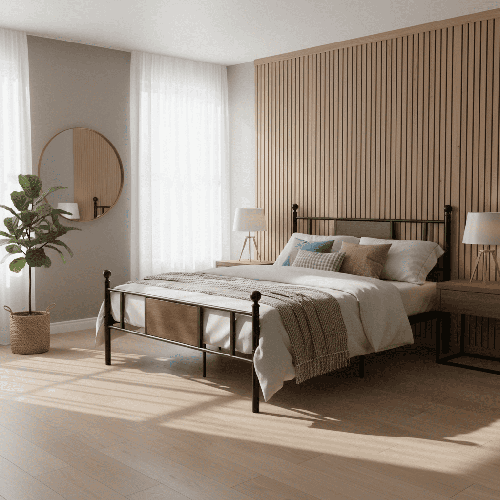 سرير حديد نفر ونص للأولاد بتصميم عملي أسود 190×120 سم