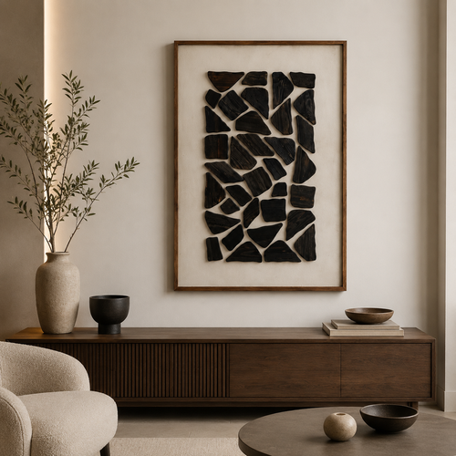 لوحة جدارية بإطار خشبي طبيعي مقاس 120 × 80 سم