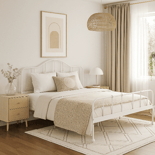 سرير حديد ابيض نفرين  200-180 سم 