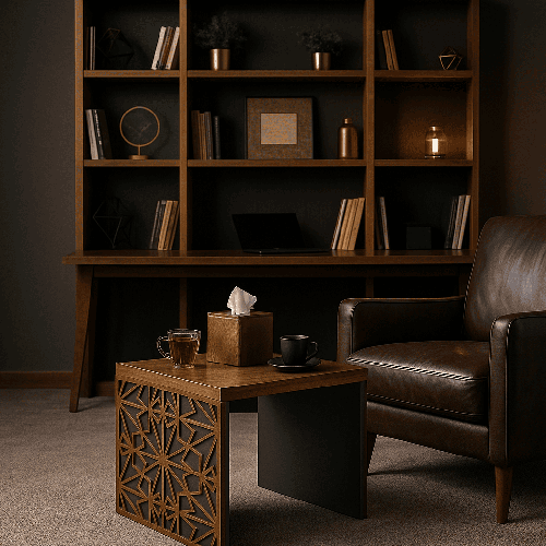 طاولة شاي خشب مكتبية راقية بني  60×60×45سم