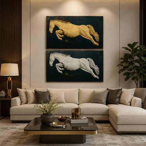 لوحة جدارية بإطار أسود مقاس 70 × 120 سم