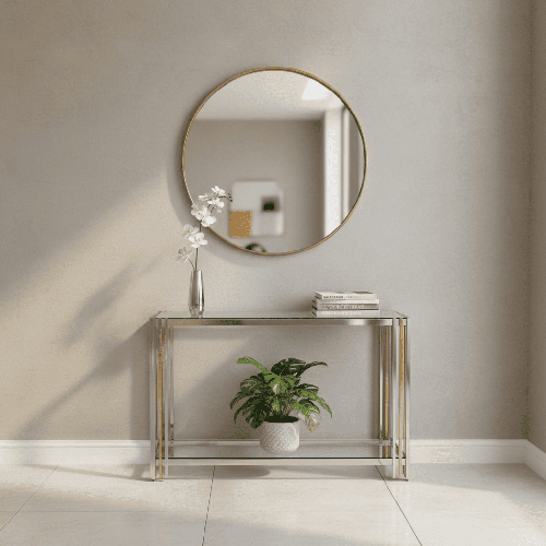 طاولة كنسول استيل -زجاج 80-40-120 سم