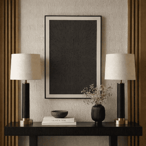 لوحة جدارية سوداء ملكية بتصميم إشعاعي 80-120 سم