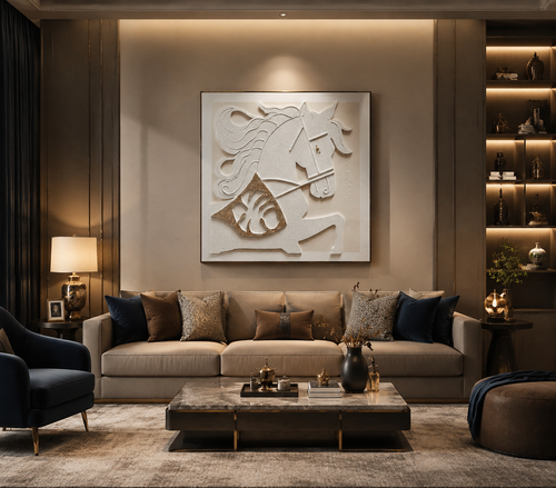 لوحة جدارية بإطار أوف وايت مقاس 100 × 100 سم