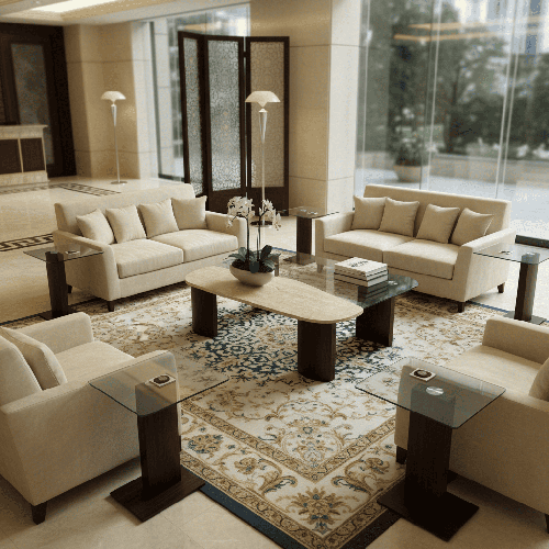 طقم طاولات قهوة خشب مع زجاج- 6 قطع (2+4)