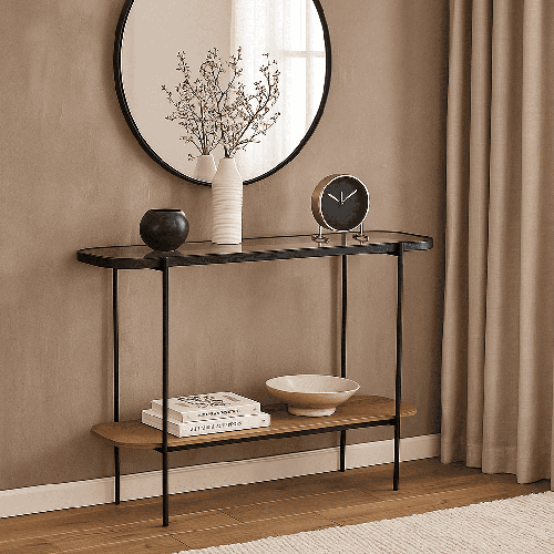 طاولة كونسول مدخل زجاج-بنى غامق 80-35-120سم