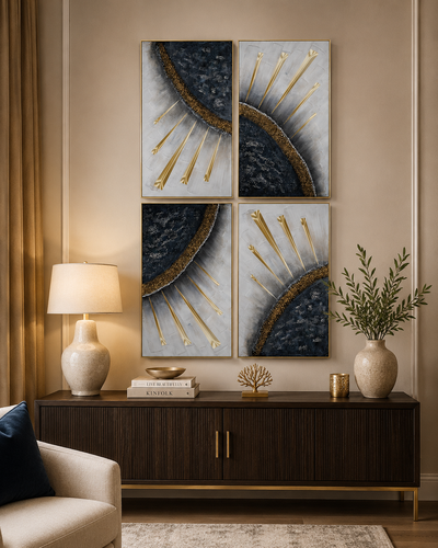 لوحة جدارية بإطار ذهبي مقاس 80 × 140 سم