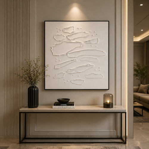 لوحة جدارية بإطار أسود مقاس 100 × 100 سم