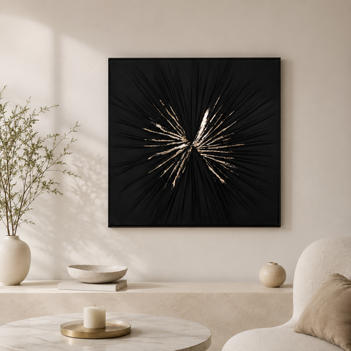 لوحة جدارية بإطار أسود مقاس 80 × 80 سم