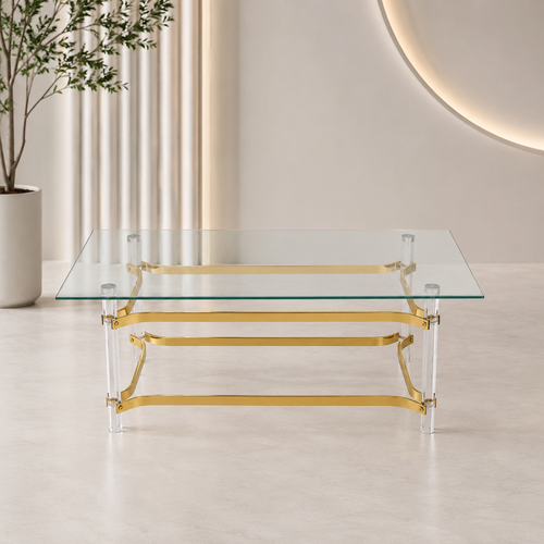 طاولة شاي أكريليك وزجاج مفردة 120 × 60 × 45 سم