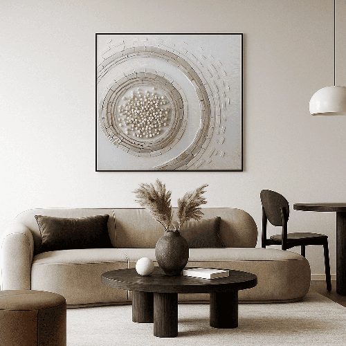 لوحة جدارية بتصميم تجريدى بإطار 100-100سم