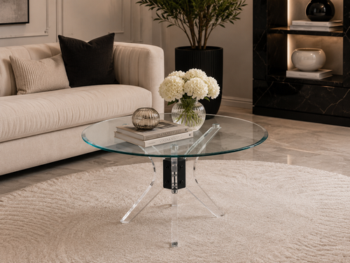 طاولة شاي أكريليك زجاج مفردة 80 × 80 × 45 سم