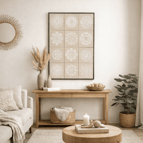 لوحة حائط ترابية بتصميم ماندالا فاخر 80-120 سم