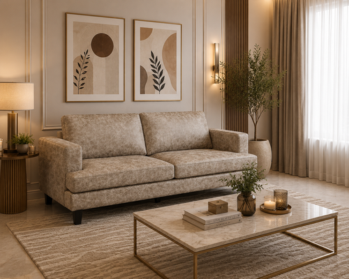 كنب استرخاء مزدوج جلد بيج فاتح مقاس 191 × 50 × 84 سم