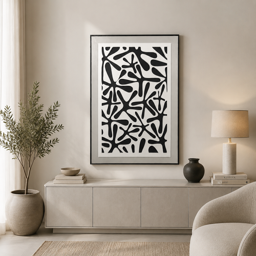 لوحة جدارية بإطار أسود مقاس 120 × 80 سم
