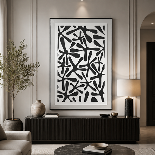 لوحة جدارية بإطار أسود مقاس 100 × 150 سم
