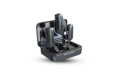 Technaxx TX-301 Wireless Mini-Microphone Set | Dual Noise-Reduction Mics, USB Type-C Receiver, Charging Case | Clear Audio Recording