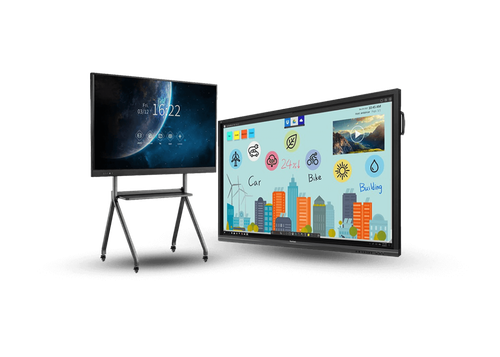شاشة EGO التفاعلية E-F8604 بحجم 86 بوصة 4K Ultra HD | Android 11 | كاميرا تتبع | 8 ميكروفونات | حامل قابل للتعديل