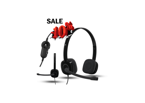 سماعة رأس Logitech H151 ستيريو سلكية مع ميكروفون دوار وتحكم مدمج، متوافقة مع PC وMac والجوال