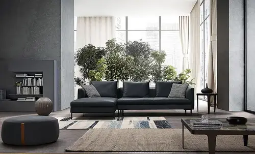 كنبه مريحة على حرف L بتصميم عصري وانيق 