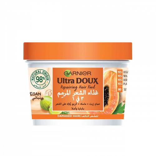 Garnier Ultra Doux Repairing Hair Food 3 In 1 Papaya And Amla For Damaged Hair 390ml