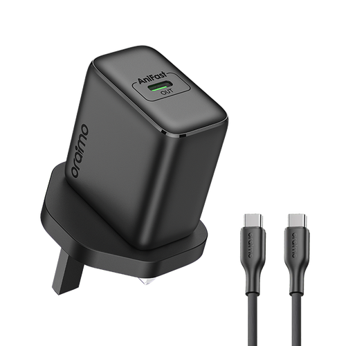 شاحن جداري اورايمو بمنفذ USB-C وبقوة 35 واط مع سلك شاحن - أسود