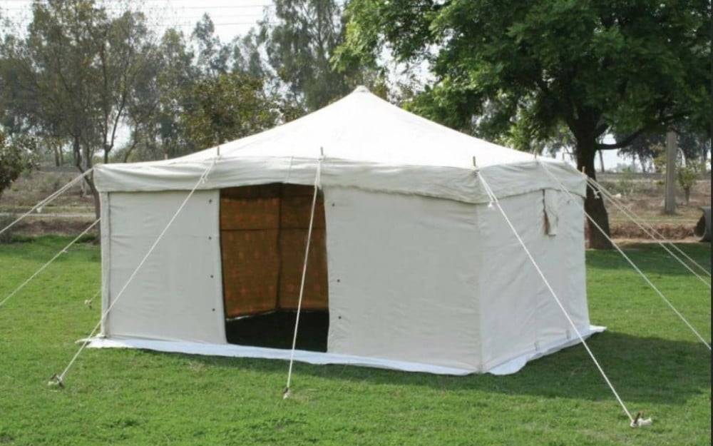 خيمة باكستانية, خيمة رحلات, 3 طبقات, مقاس 4×4×2 ياردة, أبيض