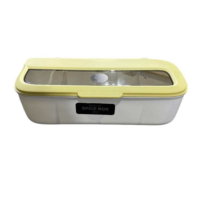 Sectioned Plastic Spice Box with Lid and Spoon