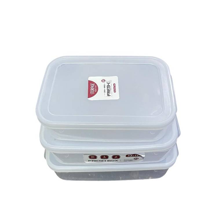 طقم علب تخزين طعام بلاستيكية مربعة بغطاء (Fresh Box)