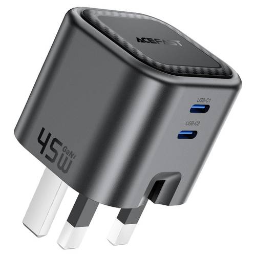 شاحن Acefast PD45W القابل للطي GaN (USB-C+USB-C)