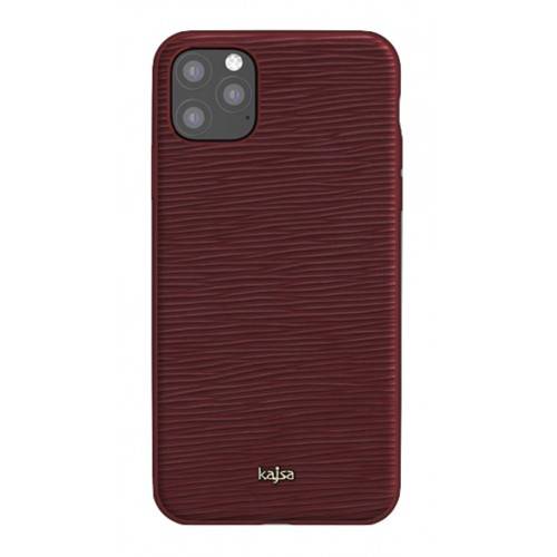 جراب Kajsa من الجلد الطبيعي بتصميم موجة لهاتف iPhone 11 Pro - لون عنابي