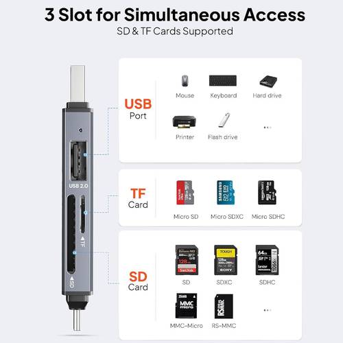 قارئ بطاقات الذاكرة Mowsil SD USB 3.0/USB C OTG ثنائي الفتحة 3 في 1