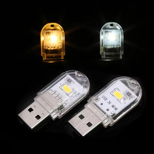 مصباح LED صغير USB-1 في كل من الأمام والخلف بإضاءة دافئة