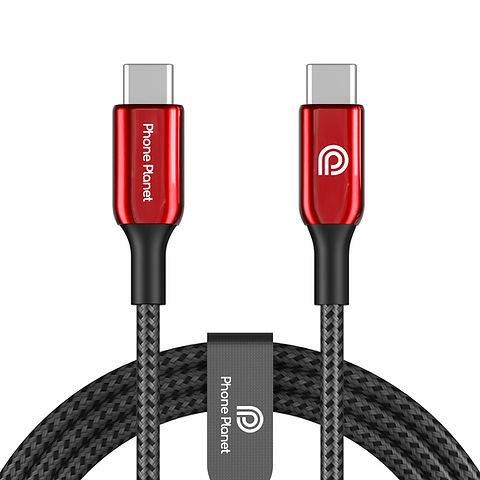 كابل شحن سريع جديد من نيو فون بلانيت، USB-C إلى USB-C بطول 1.2 متر، بقوة 100 واط، باللون الأحمر