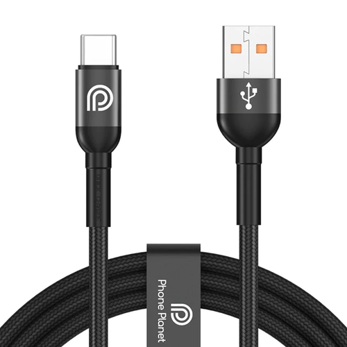كابل جديد من Phone Planet USB-A إلى TYP-C بطول 2 متر باللون الأسود