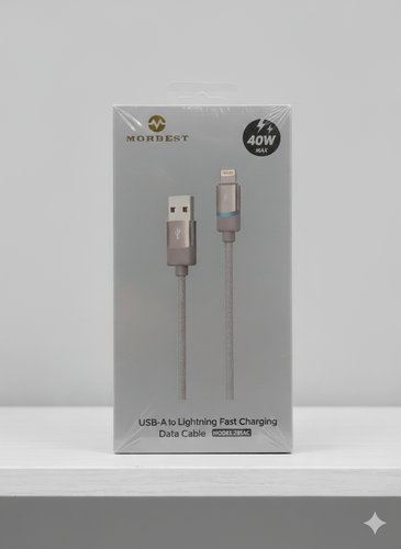 كابل شحن سريع Morbest USB-A إلى LIGHTING بقوة 40 واط بطول 1 متر