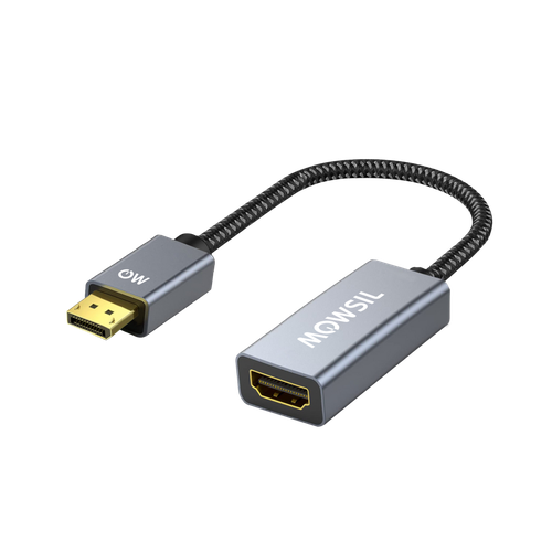 محول Mowsil من DisplayPort إلى HDMI | دقة 4K بمعدل 60 هرتز، مطلي بالذهب، مصنوع من سبائك الألومنيوم، سهل التركيب والتشغيل | محول شاشة إلى تلفزيون