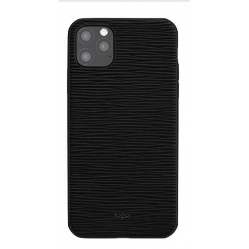 جراب Kajsa من الجلد الطبيعي بتصميم موجة لهاتف iPhone 11 Pro باللون الأسود