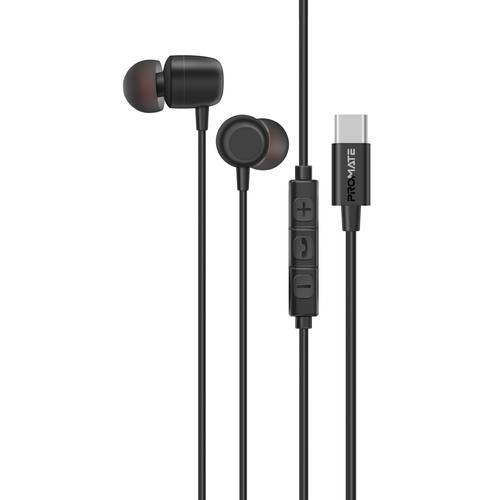 سماعات أذن ستيريو مريحة من بروميت بمنفذ USB-C وENC باللون الأسود