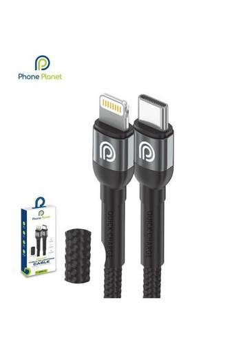 كابل USB-C إلى الإضاءة الجديد Phone Planet بطول 2 متر باللون الأسود