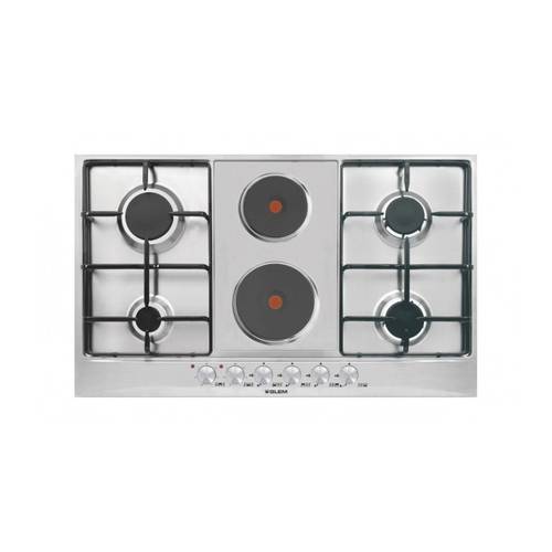 Glem Gas Built-in Gas & Electric, 4 Gas & 2 Electric Hobs, 86CM, Enameled, Italy, Steel P9LVCI