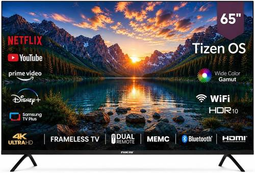 تلفزيون سمارت بدون اطار نيكاي، 65  بوصة، 4K، UHD، نظام تشغيل تيزن، 65- QTZN4KSLED