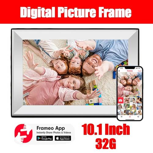 إطار صور رقمي فراميو 10.1 بوصة بشاشة لمس IPS عالية الدقة 1280×800 وواي فاي وذاكرة 32 جيجابايت مع خاصية التدوير التلقائي