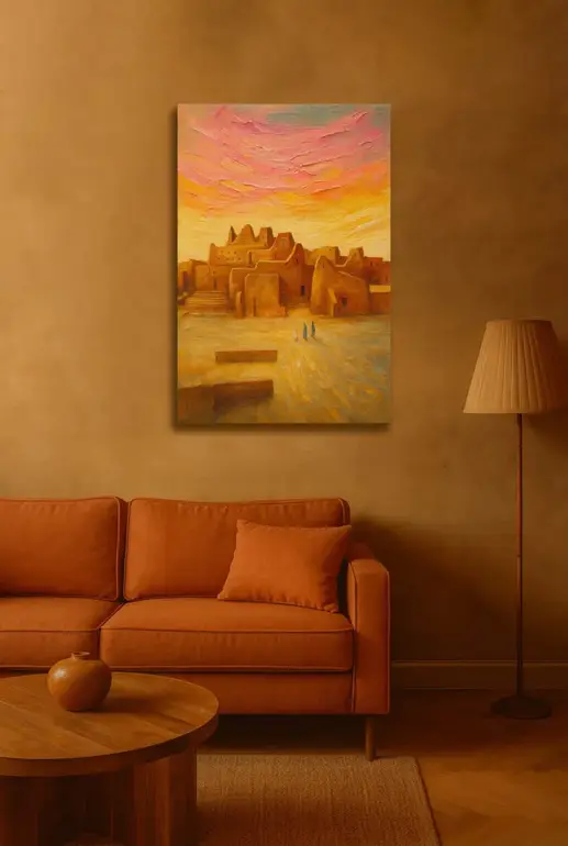 لوحة مرسومة كانفاس لمدينه 