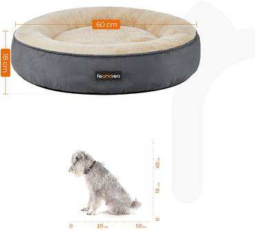فيندريا سرير كلاب مستدير مع حواف مرتفعة رمادي غامق 60×60×18سم