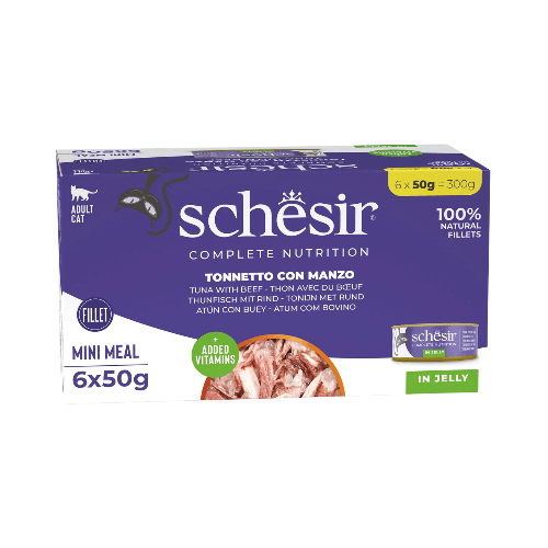 Schesir Cat Wet Food 6x50g - Tuna with beef fillets In Jelly