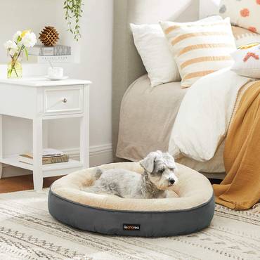 فيندريا سرير كلاب مستدير مع حواف مرتفعة رمادي غامق 60×60×18سم