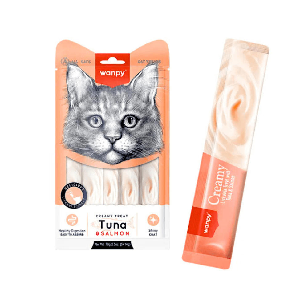 Wanpy Creamy Lickable Treats Tuna & Salmon 5x14g - 70g