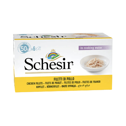 Schesir Cat Wet Food 6x50g - Chicken fillets Cooking Water